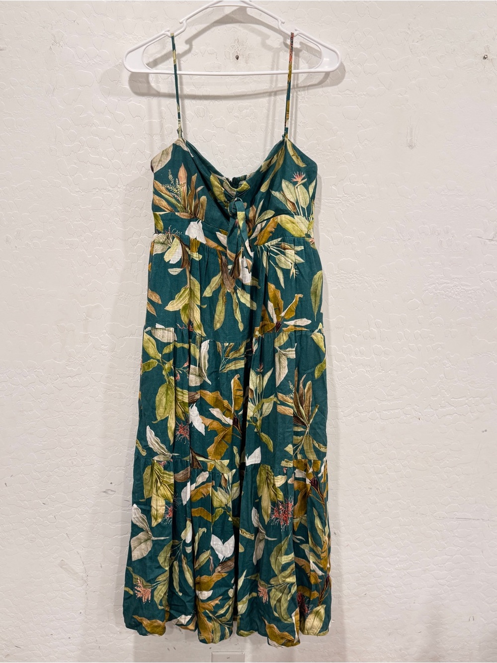 O.P.T Terry Evereve Dress Tropical Fern Womens Small Midi Resortwear Beach Vacay